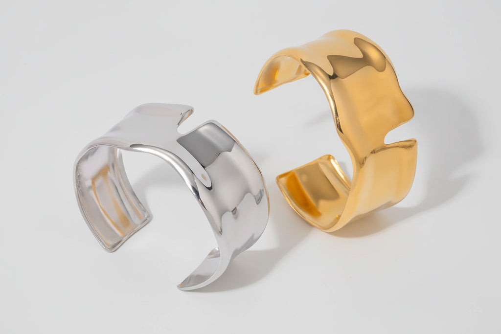 V Cut Wide Bangle Bracelets