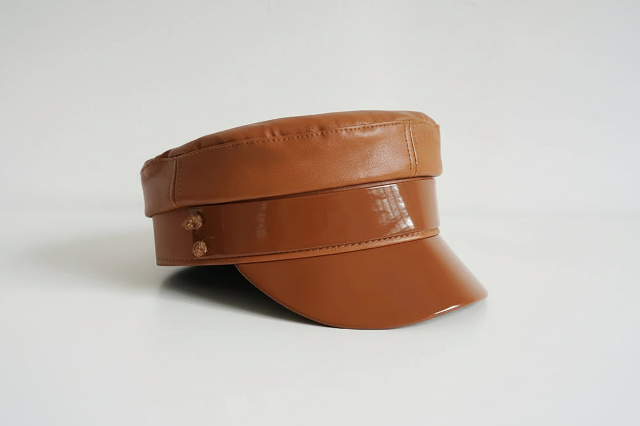 News Boy Leather Hat Cap