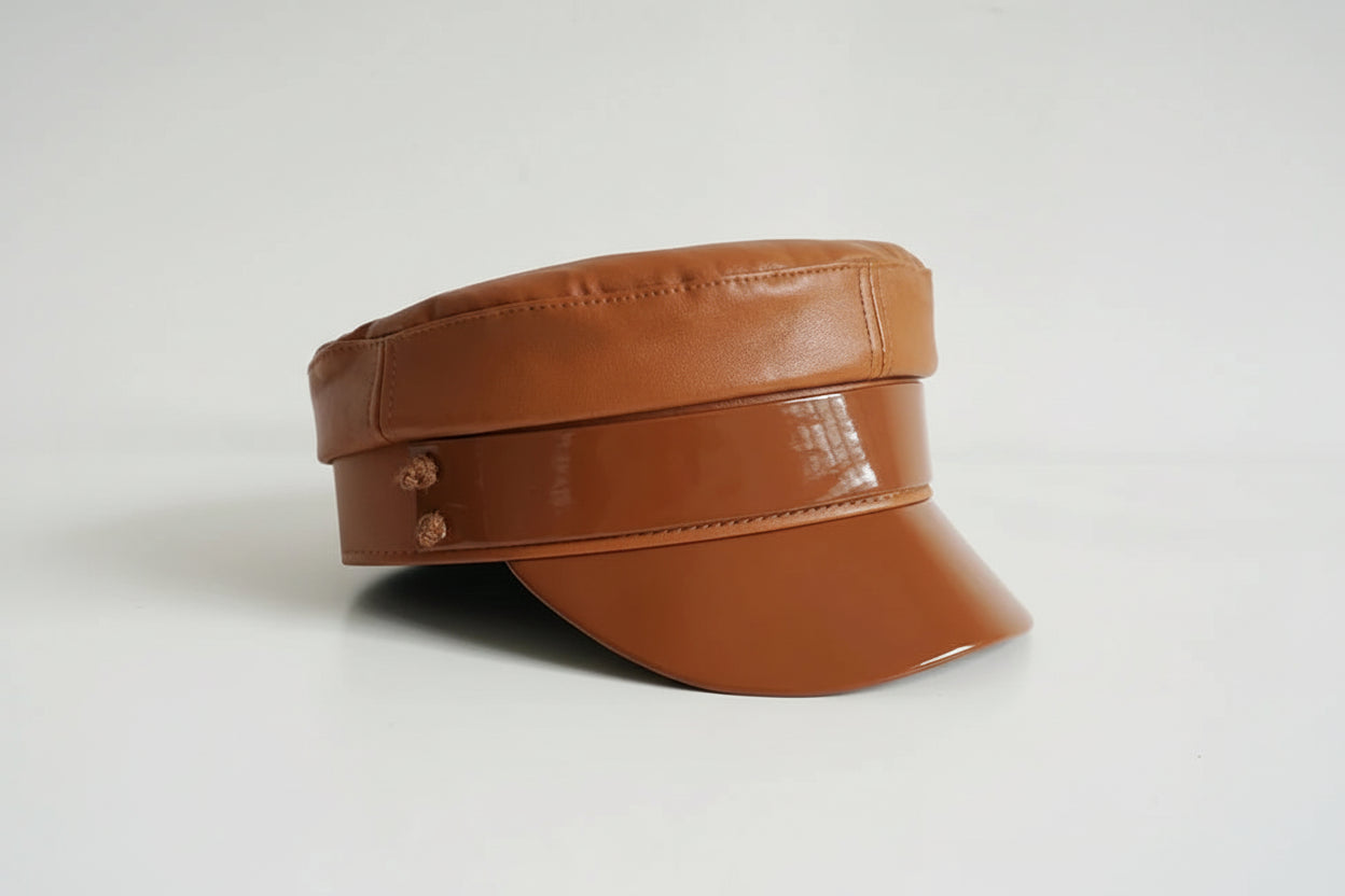 News Boy Leather Hat Cap