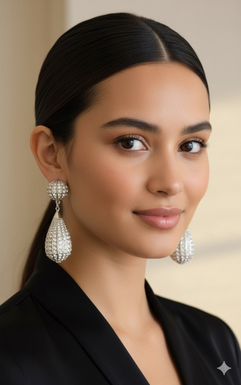 Water drop rhinestone earrings