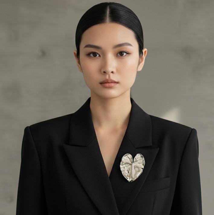 Surrealist flower pin brooch