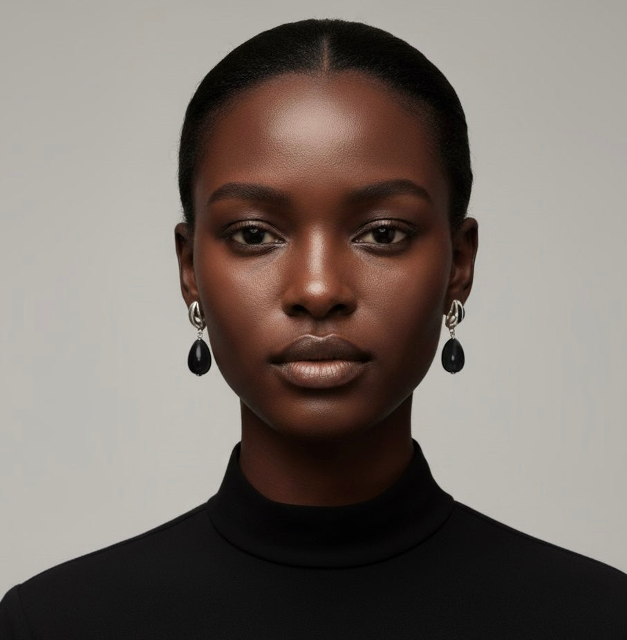 Obsidian Pendant Earrings