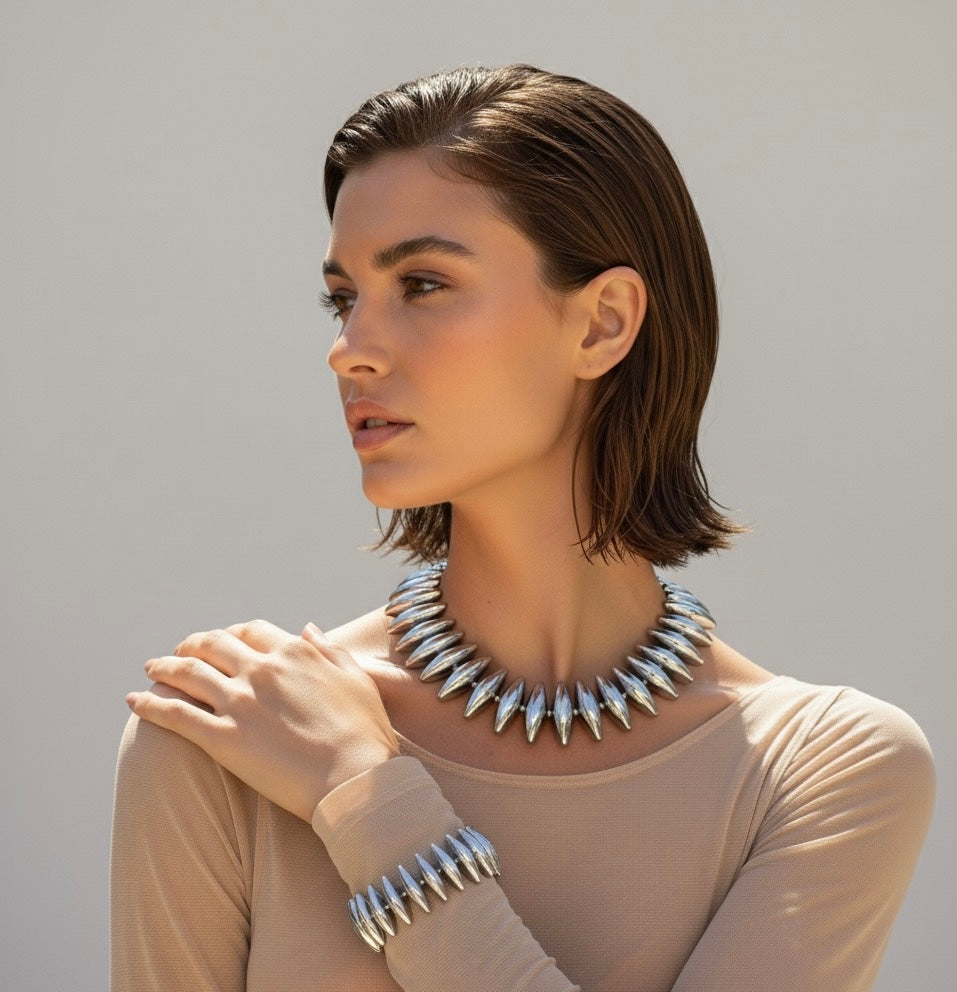 Chunky Stripes Silver Set