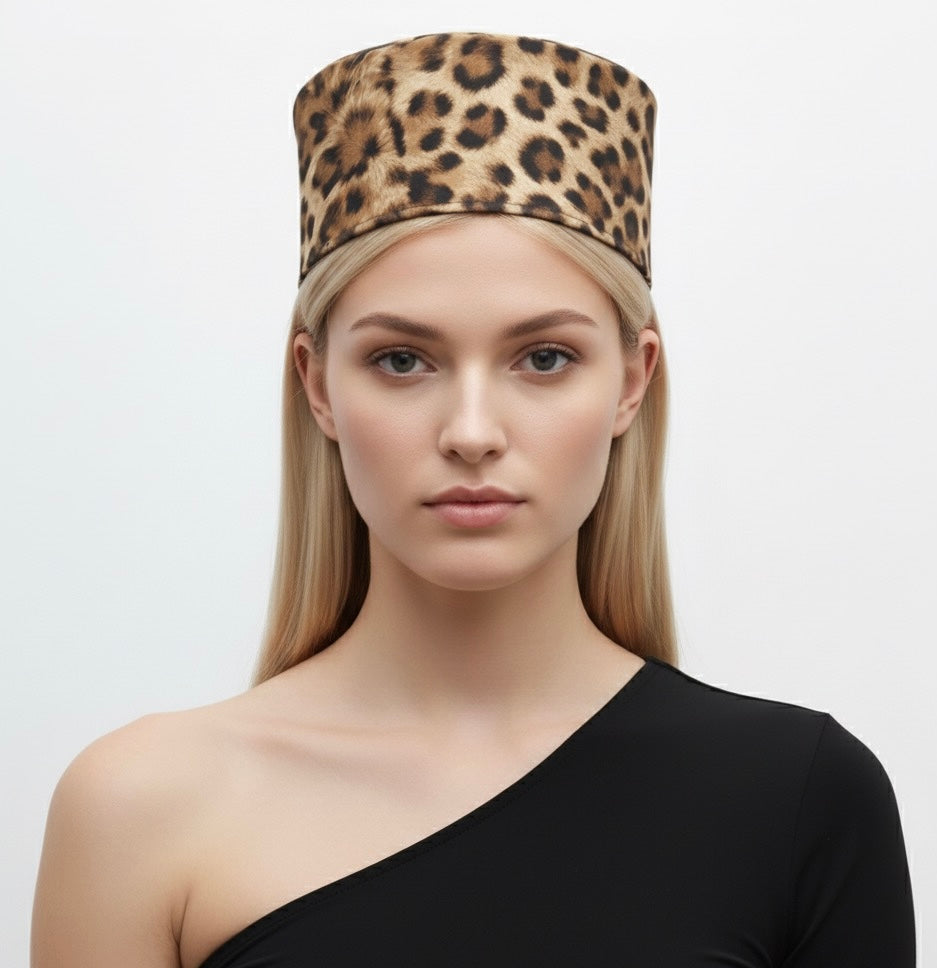 Leopard Print Pillbox Hat
