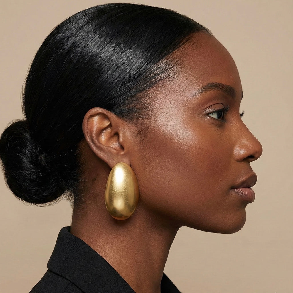 Statement Brushed Metal Teardrop Earrings