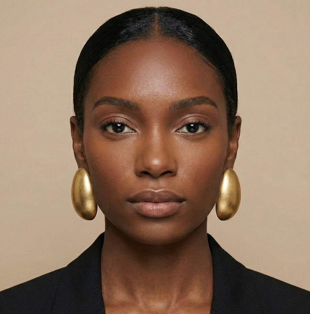 Statement Brushed Metal Teardrop Earrings