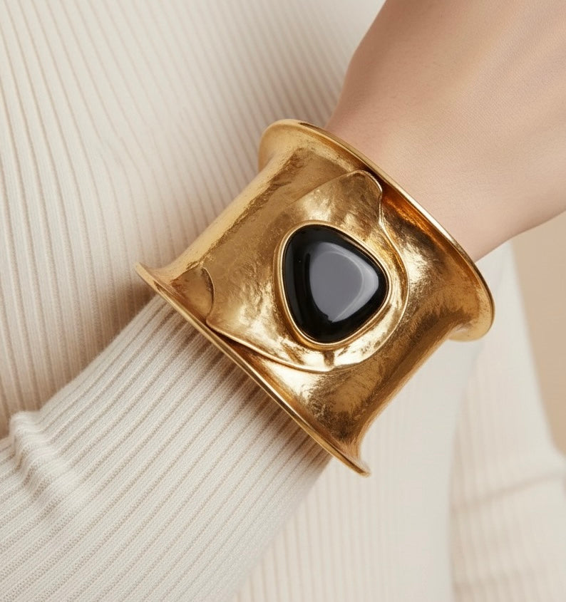 Black Gem Organic Cuff Bracelet