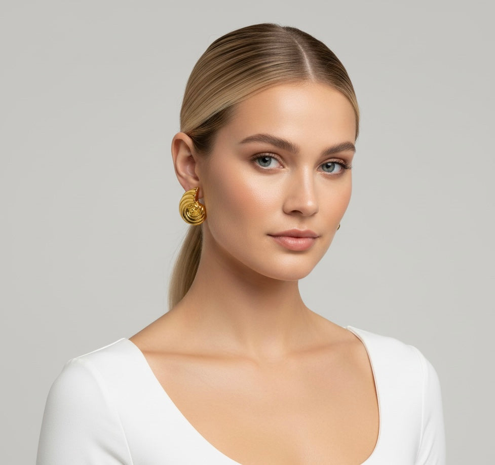 Nautilus Form Chunky Earrings