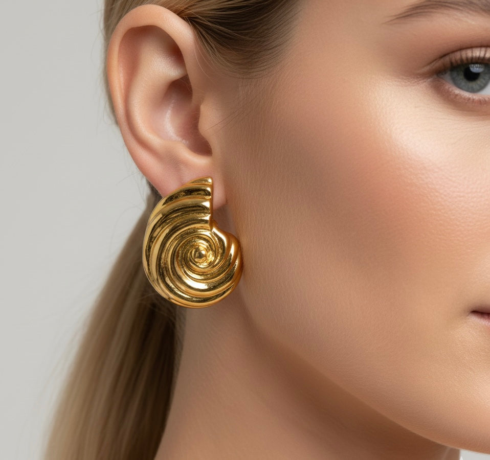 Nautilus Form Chunky Earrings
