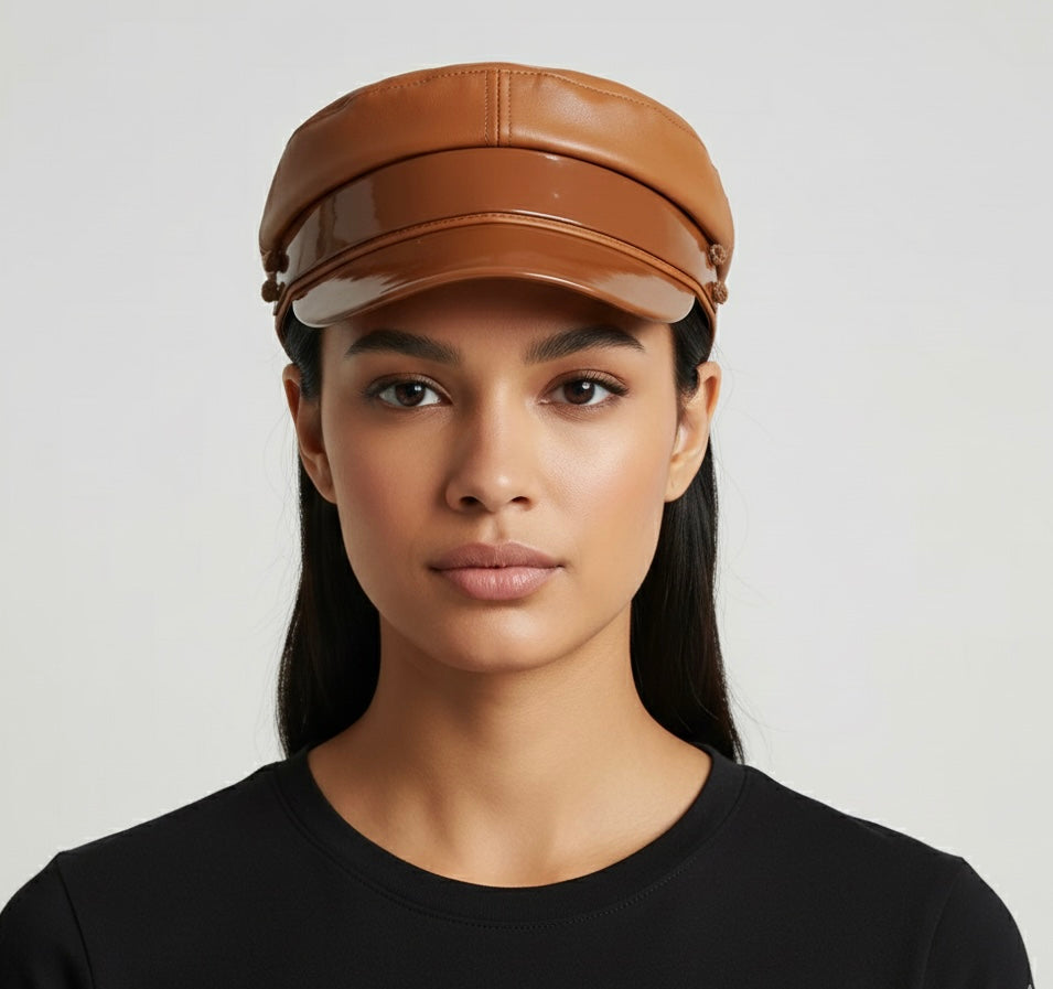 News Boy Leather Hat Cap