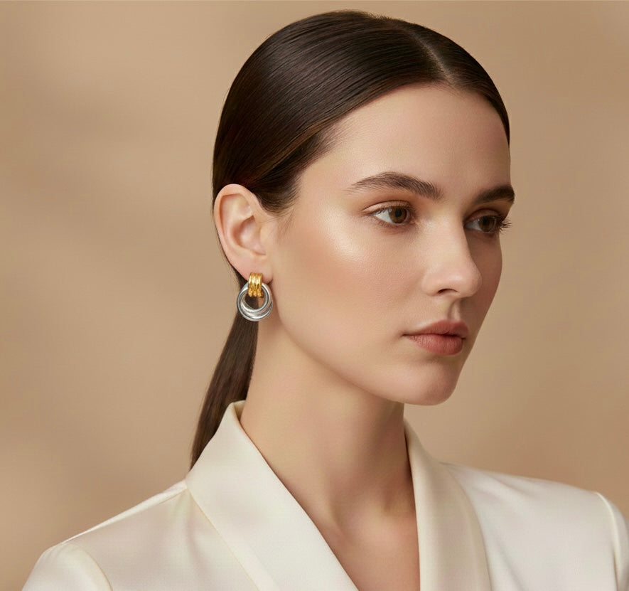 Door Knob Contrast Earrings