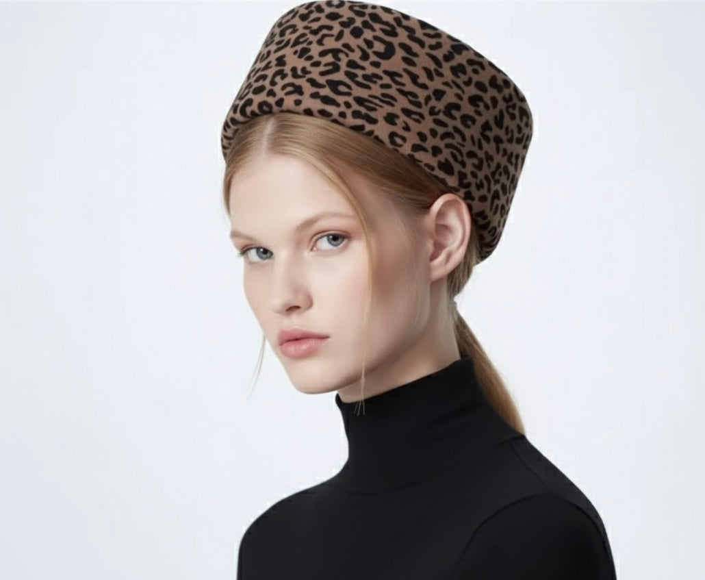 Leopard Print Wool Pillbox