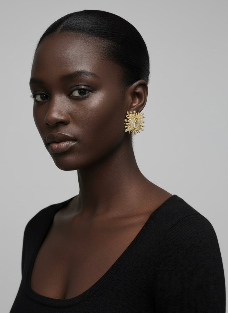 Square Burst Keyhole Earrings