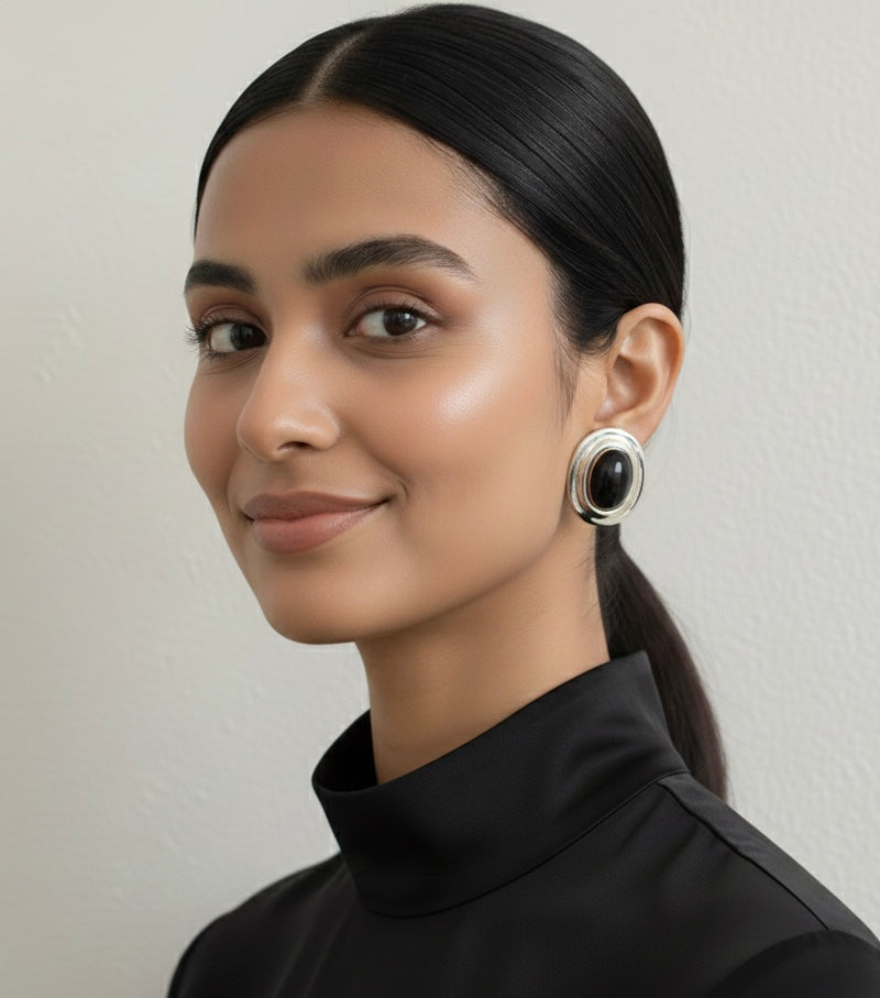 Egg Shape Agate Earrings