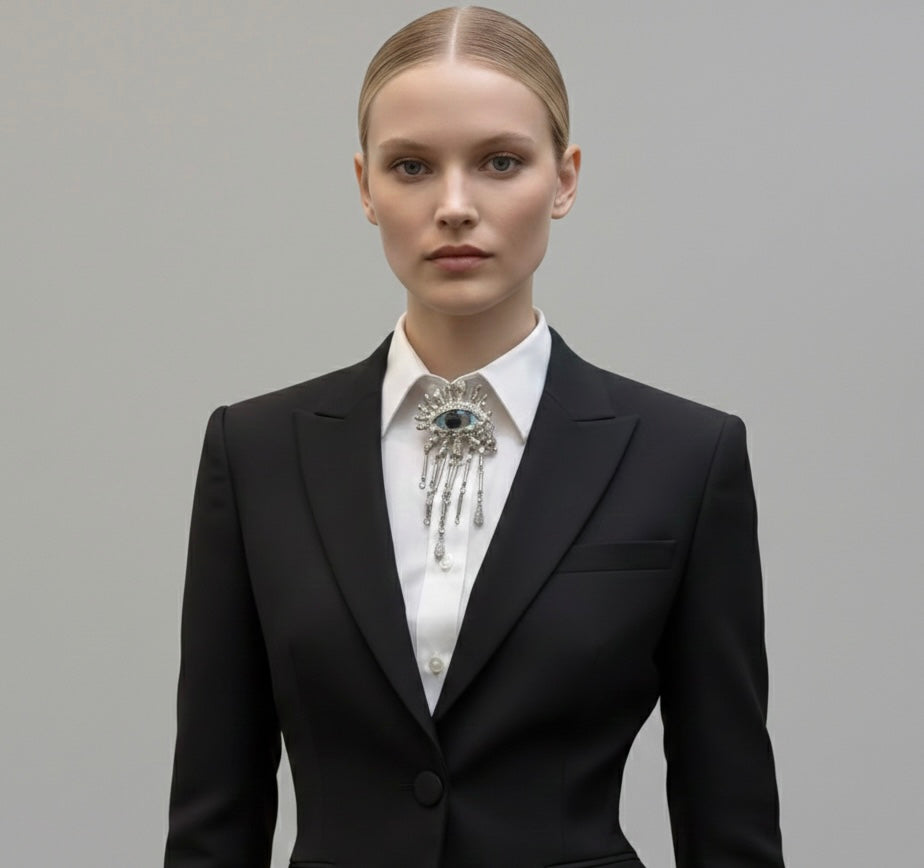 Evil Eye Rhinestone Brooch