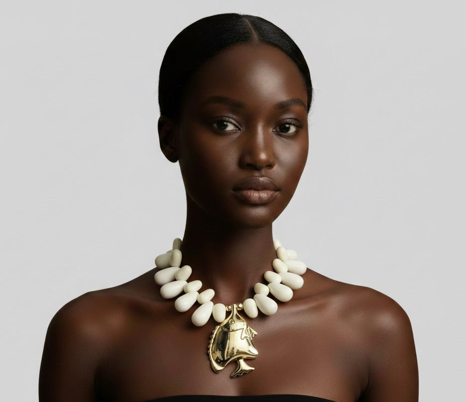 Statement Chunky Beaded Fish Necklace