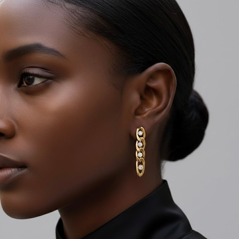 Delicate Zircon Chain Tassel Earrings