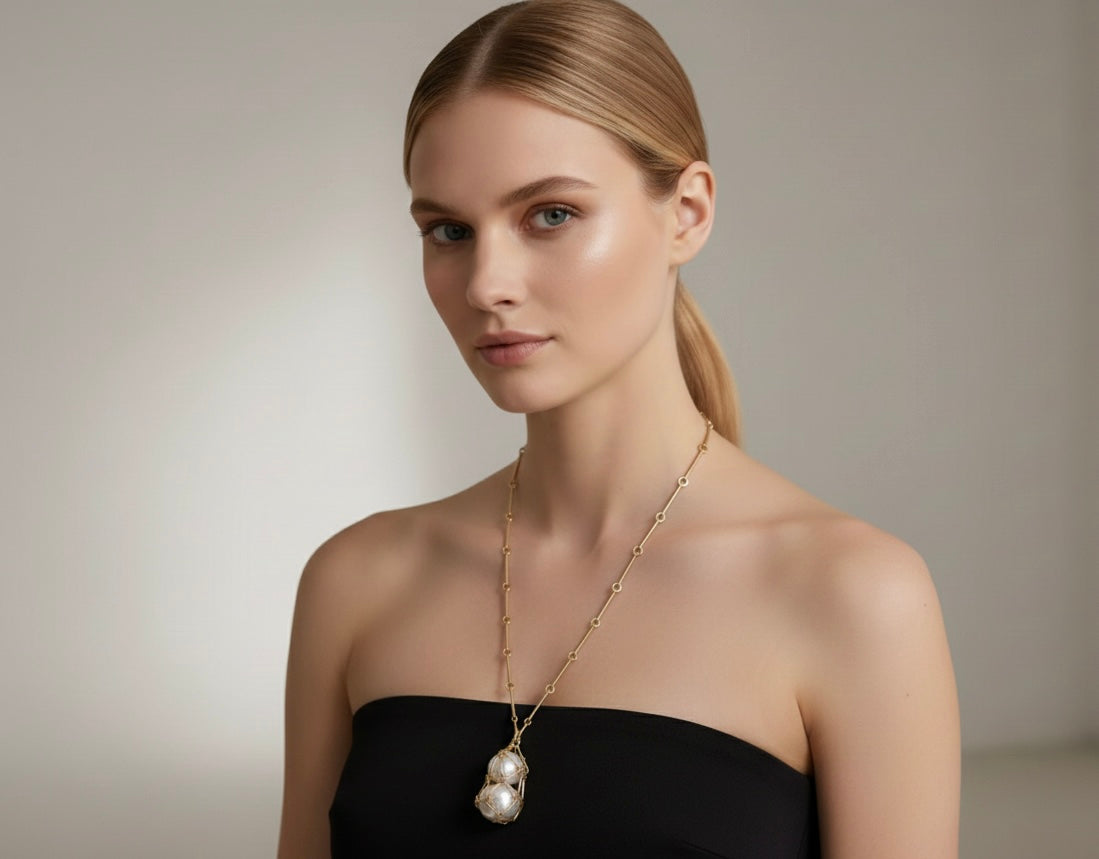 Caged Pearl Necklace