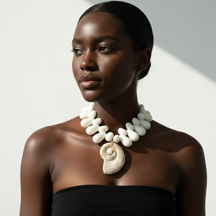 Shell Conch  Beaded Necklace