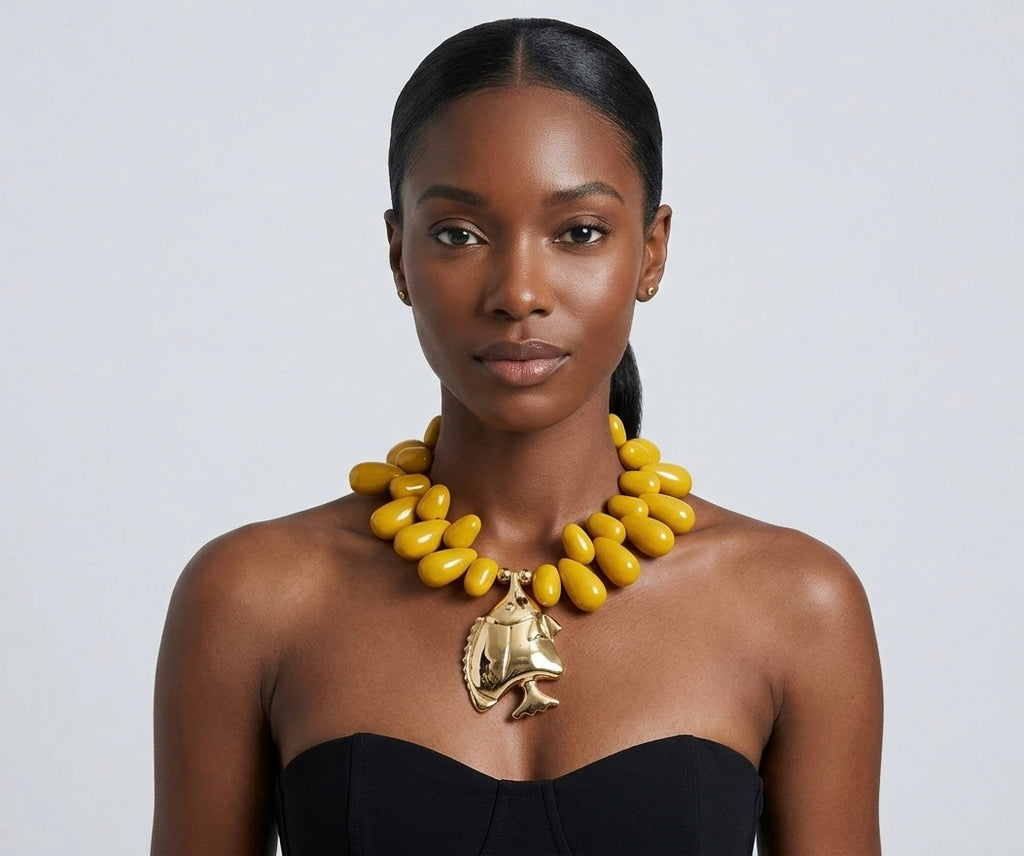 Statement Chunky Beaded Fish Necklace