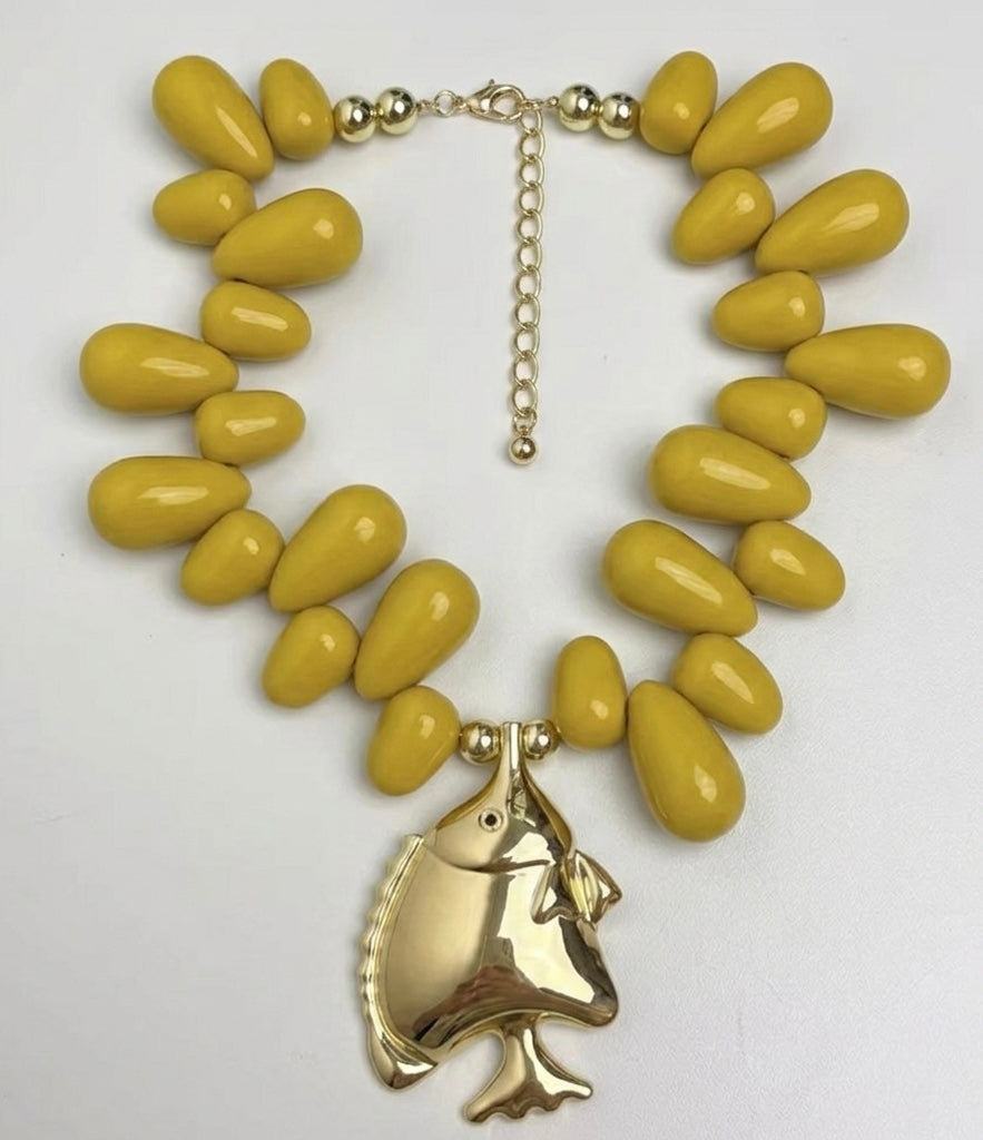 Statement Chunky Beaded Fish Necklace