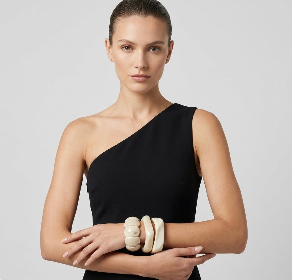 Beige Wide Resin Acrylic Bangles