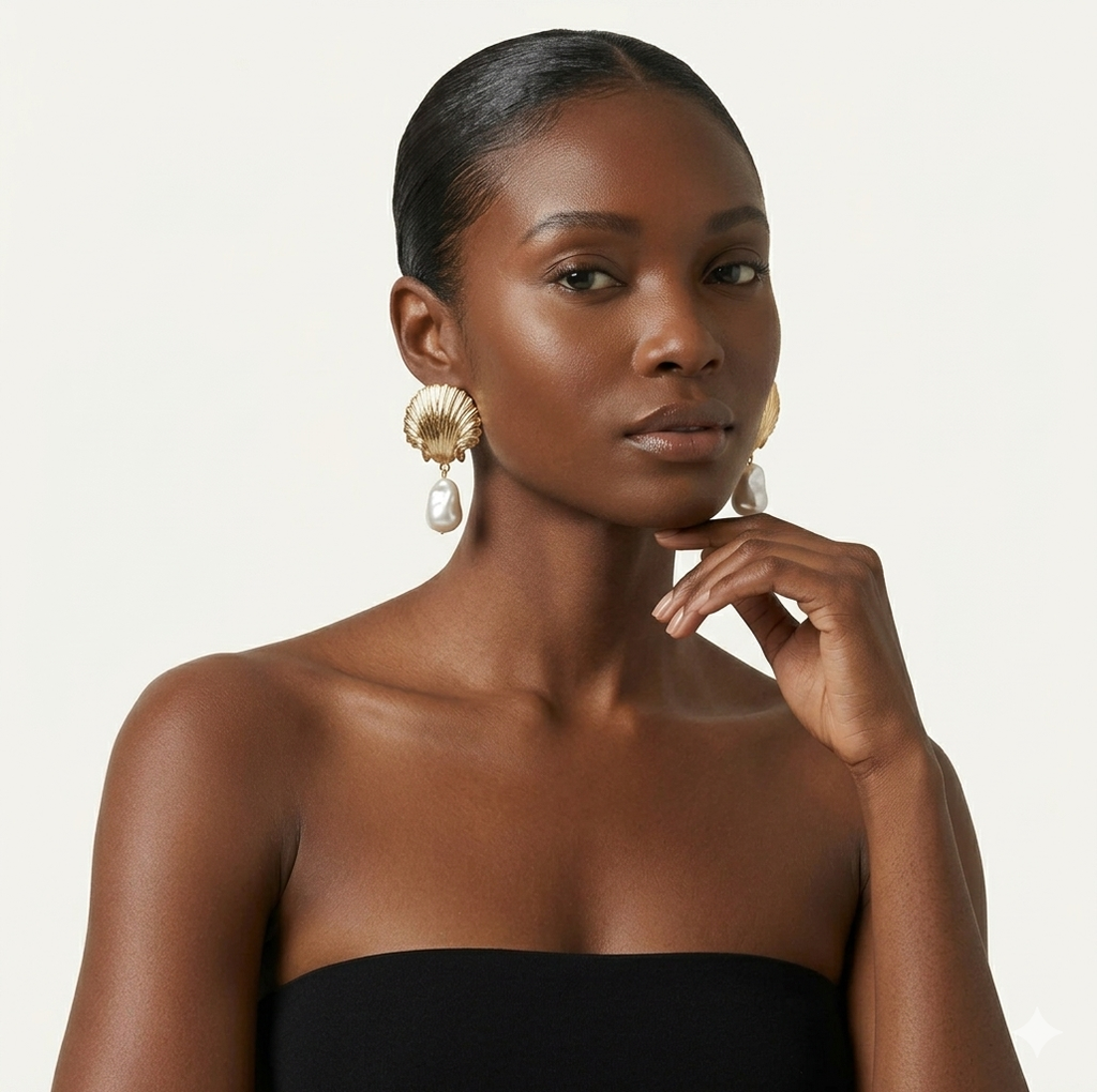 Shell Pearl Dangle Earrings