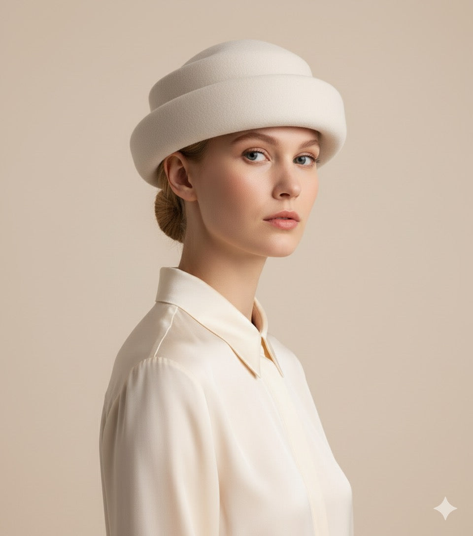 Concave Top Wool Beret Pillbox Hat