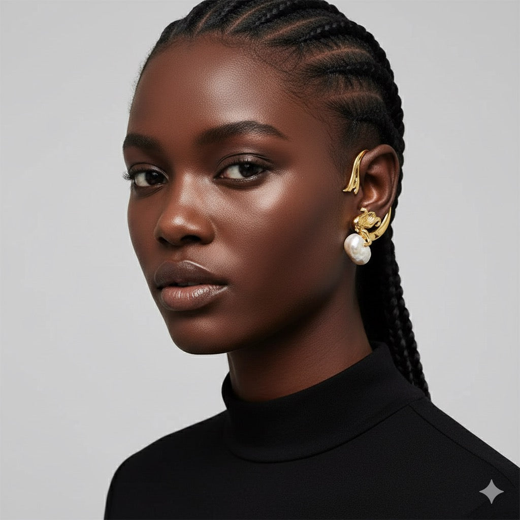 Surrealist Mermaid Pearl Ear Cuff