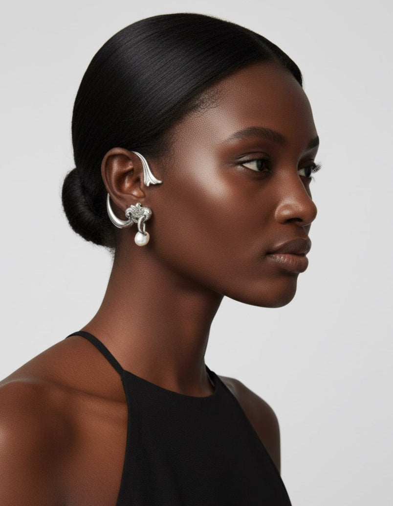 Surrealist Mermaid Pearl Ear Cuff
