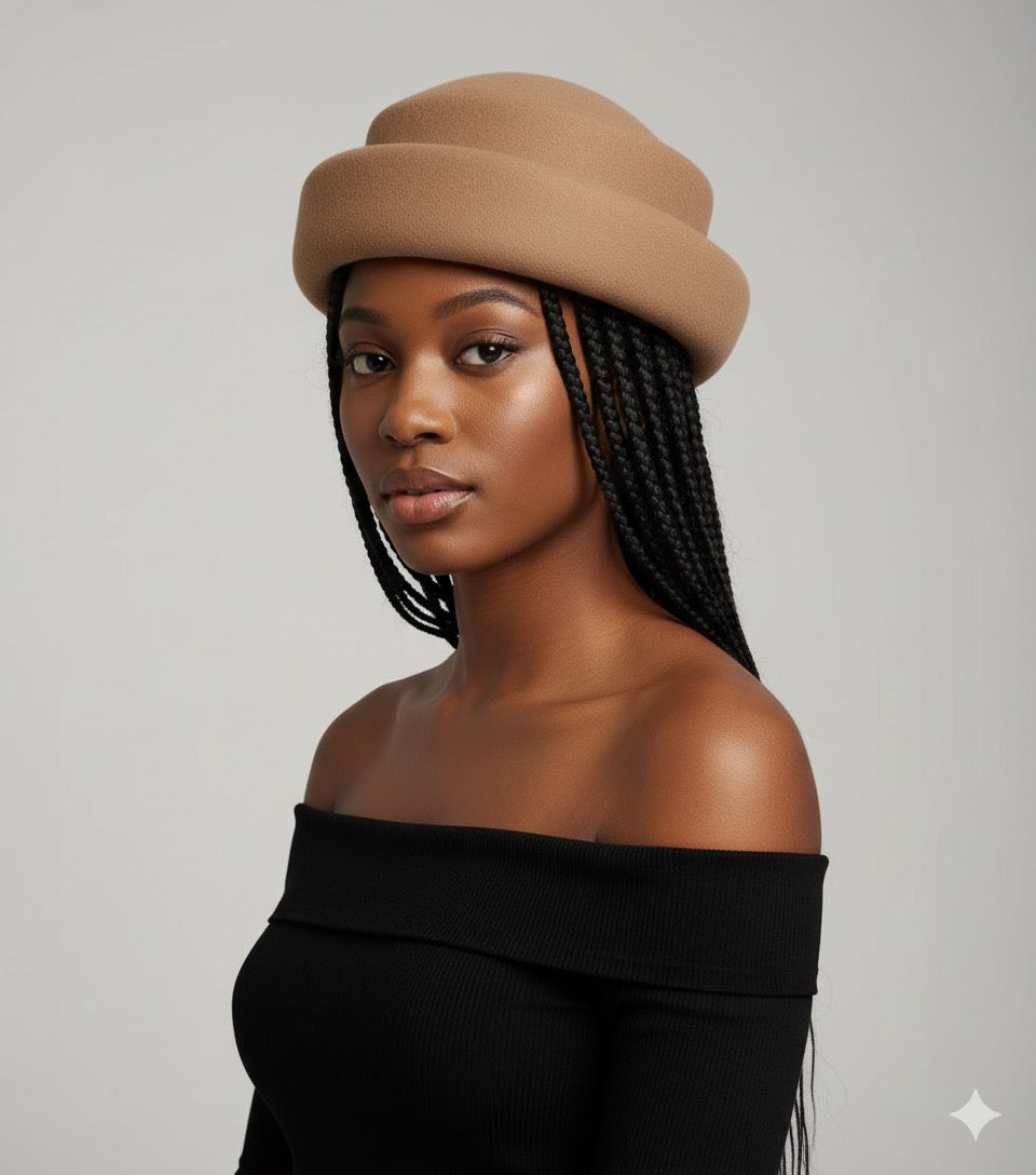 Concave Top Wool Beret Pillbox Hat