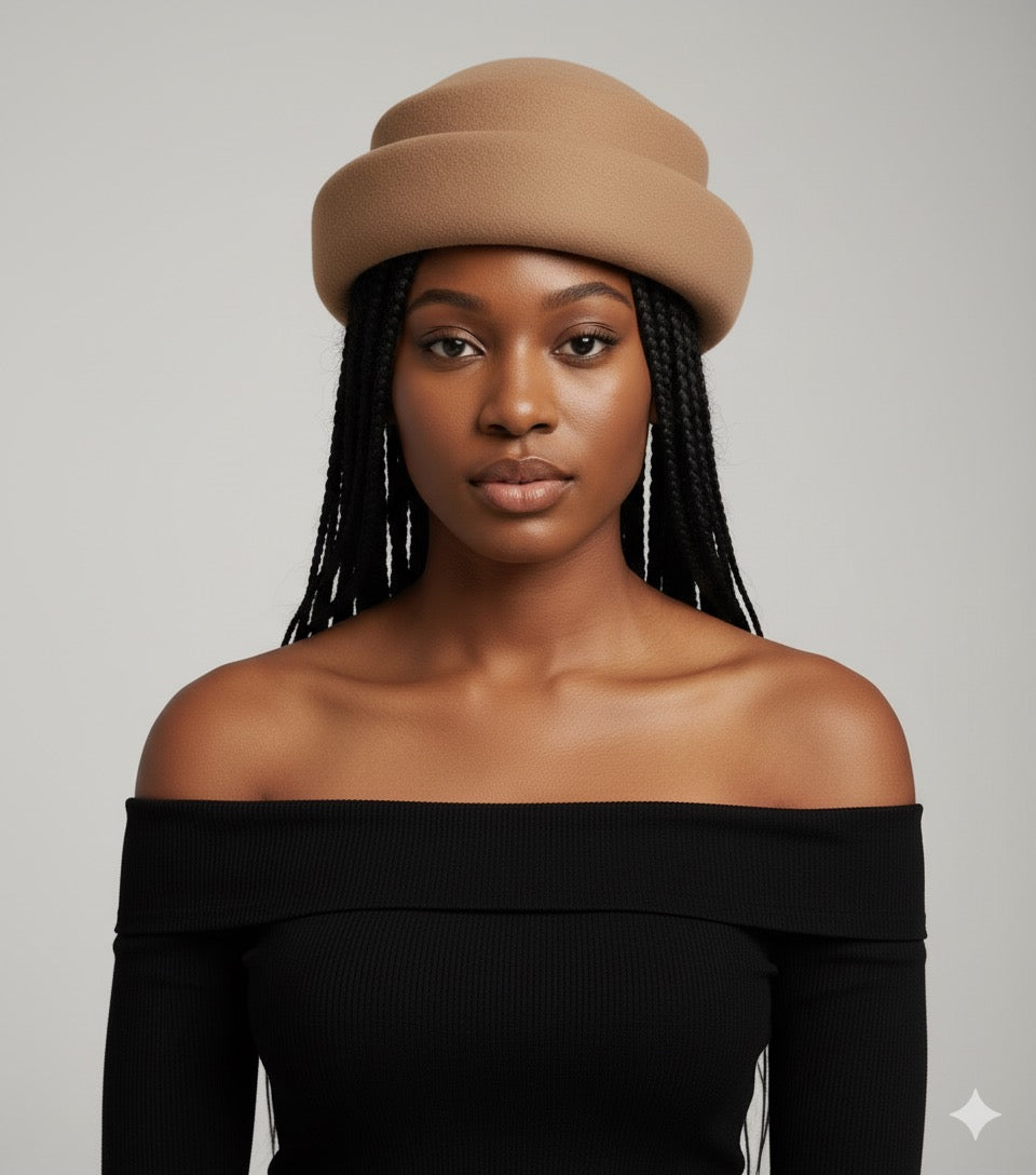 Concave Top Wool Beret Pillbox Hat