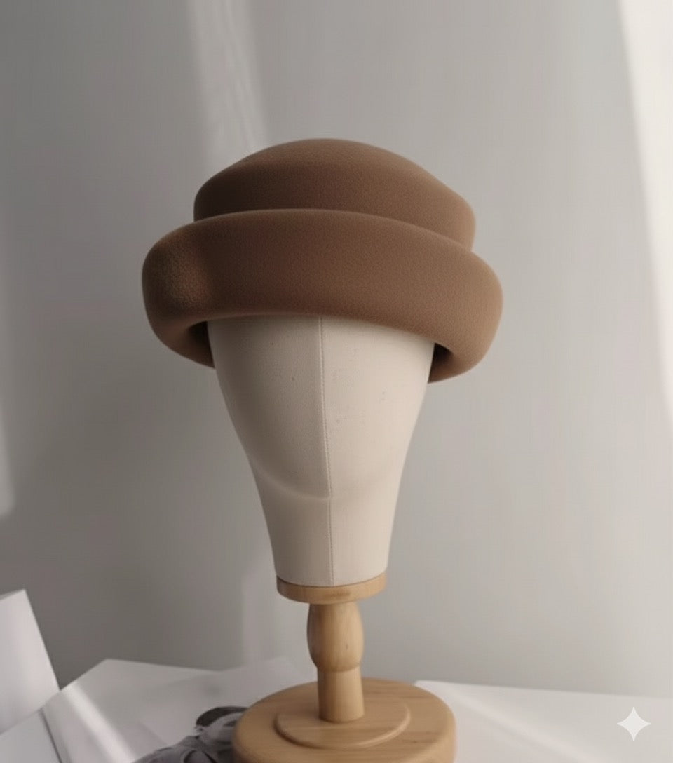 Concave Top Wool Beret Pillbox Hat