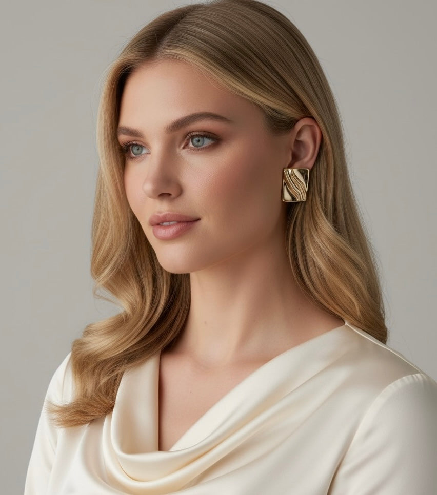 Curved Lines Rectangular Earrings