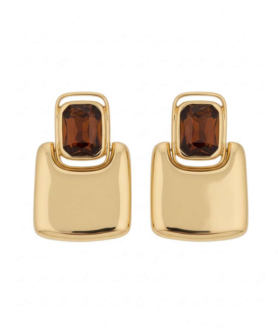 Geometric Square Crystal Earrings