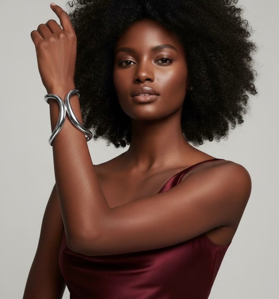 Double Arc Geometric Bracelet Bangle