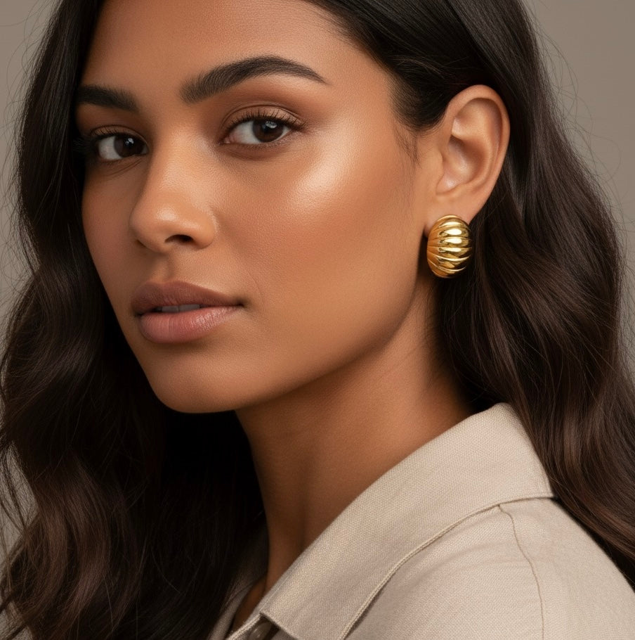 Statement Stripped Huggie Earrings