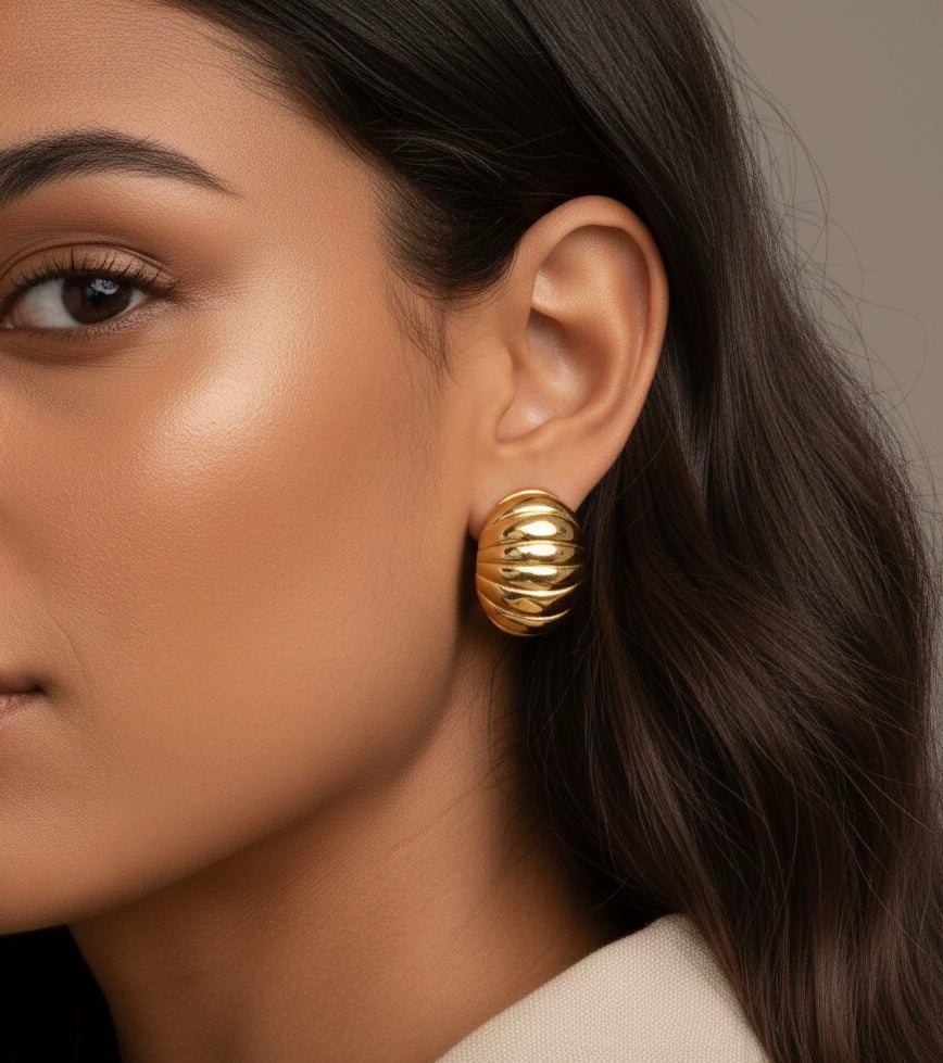 Statement Stripped Huggie Earrings