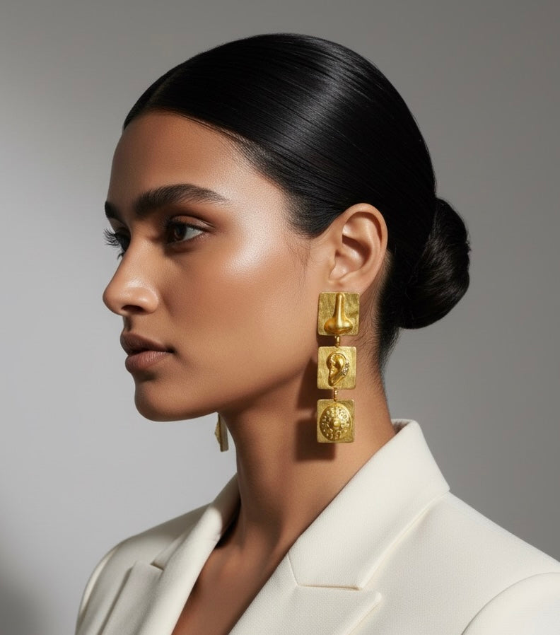 Surrealist Face Features Dangle Earrings