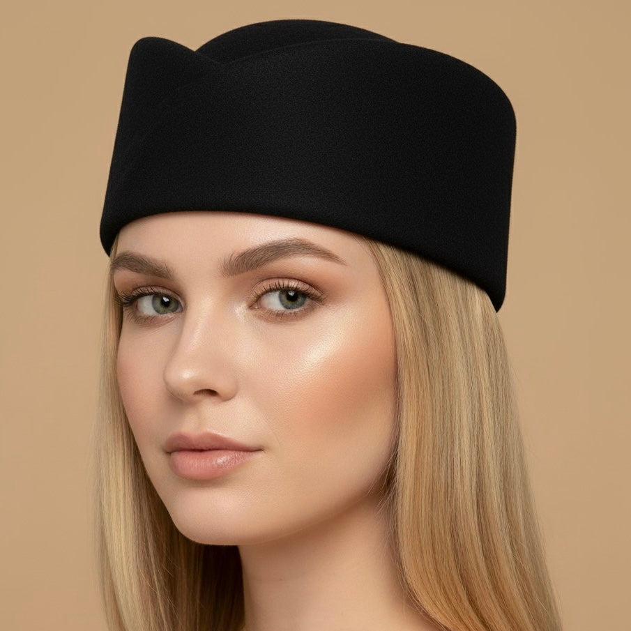 Wool Curve Pillbox Hat