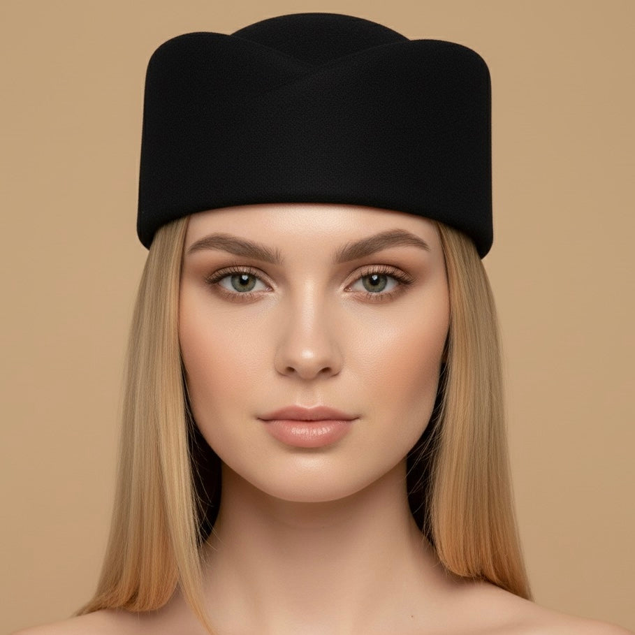 Wool Curve Pillbox Hat