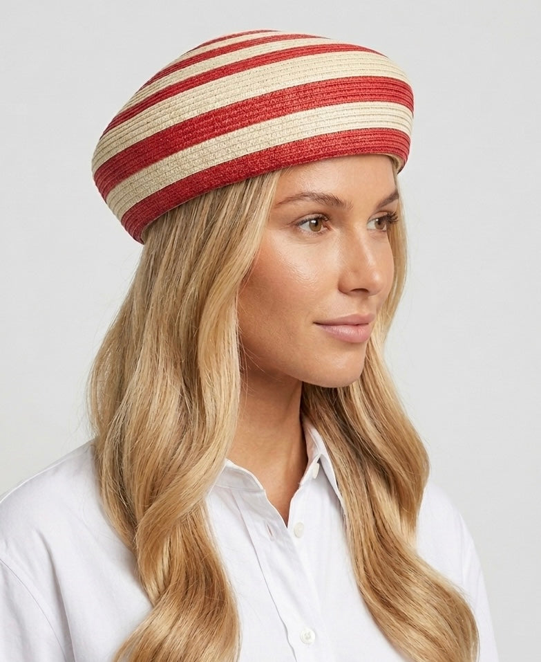 Striped Woven Beret