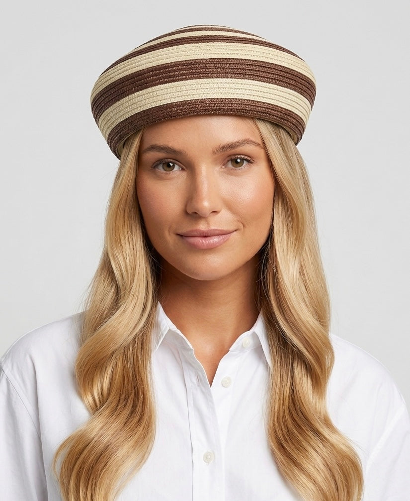 Striped Woven Beret