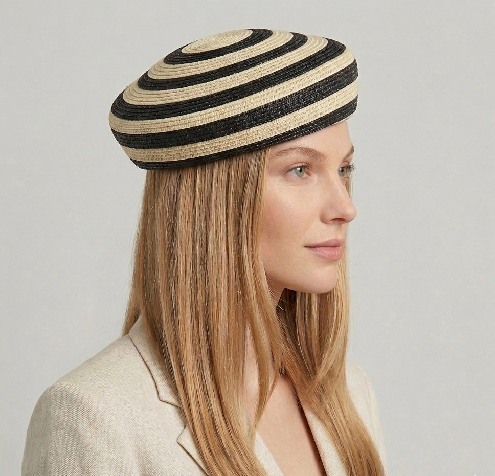 Striped Woven Beret