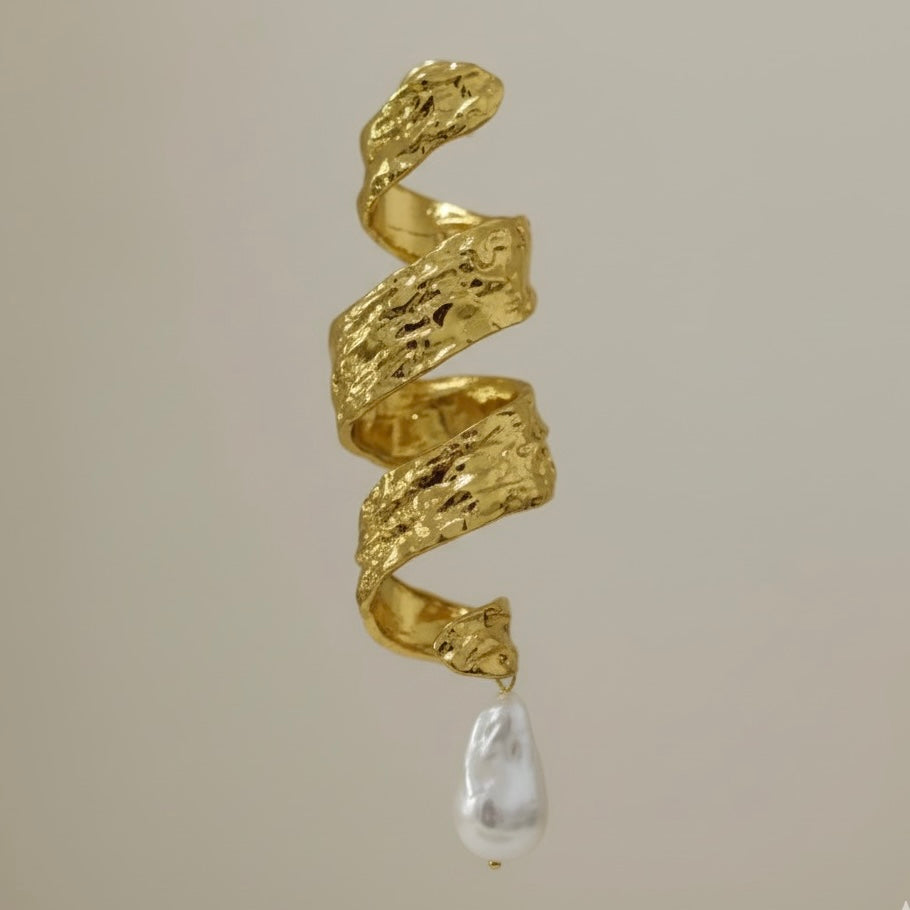 Statement Spiral Baroque Pearl Earrings