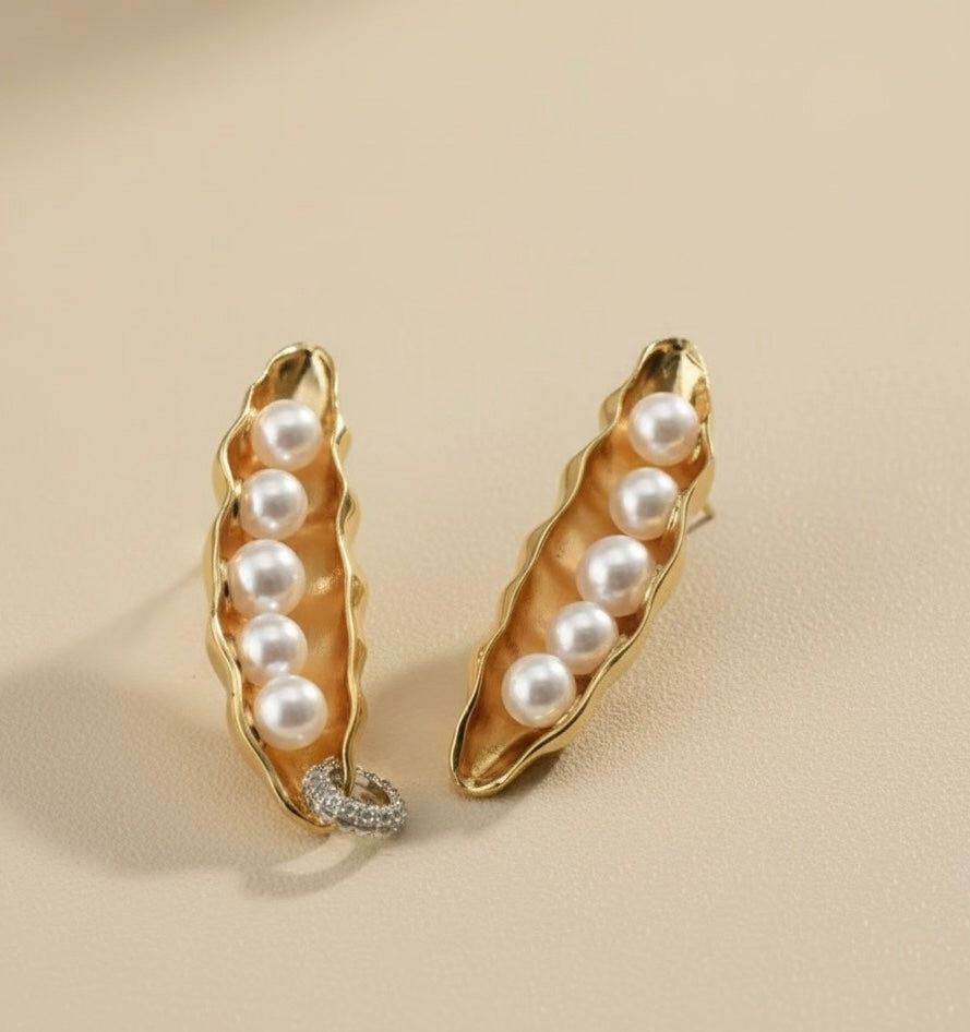 Surrealist Baroque Pea Shape Pearl Earrings