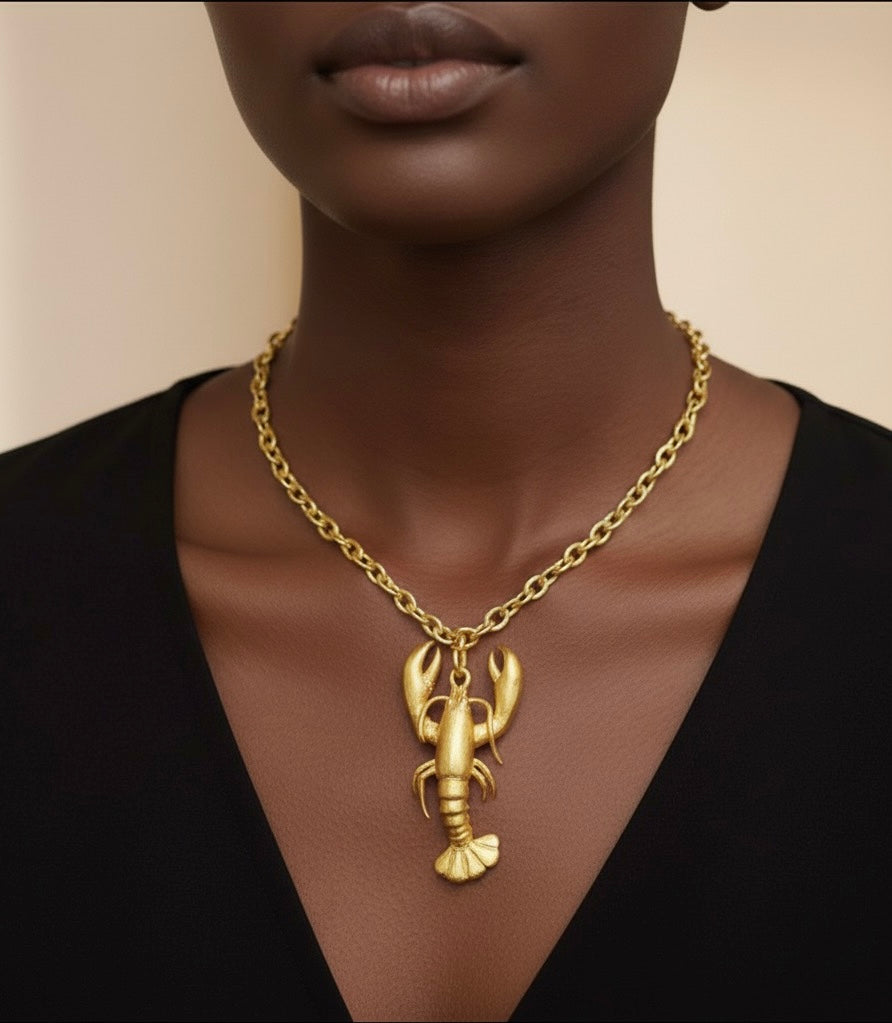 Statement Lobster Long Pendant Necklace