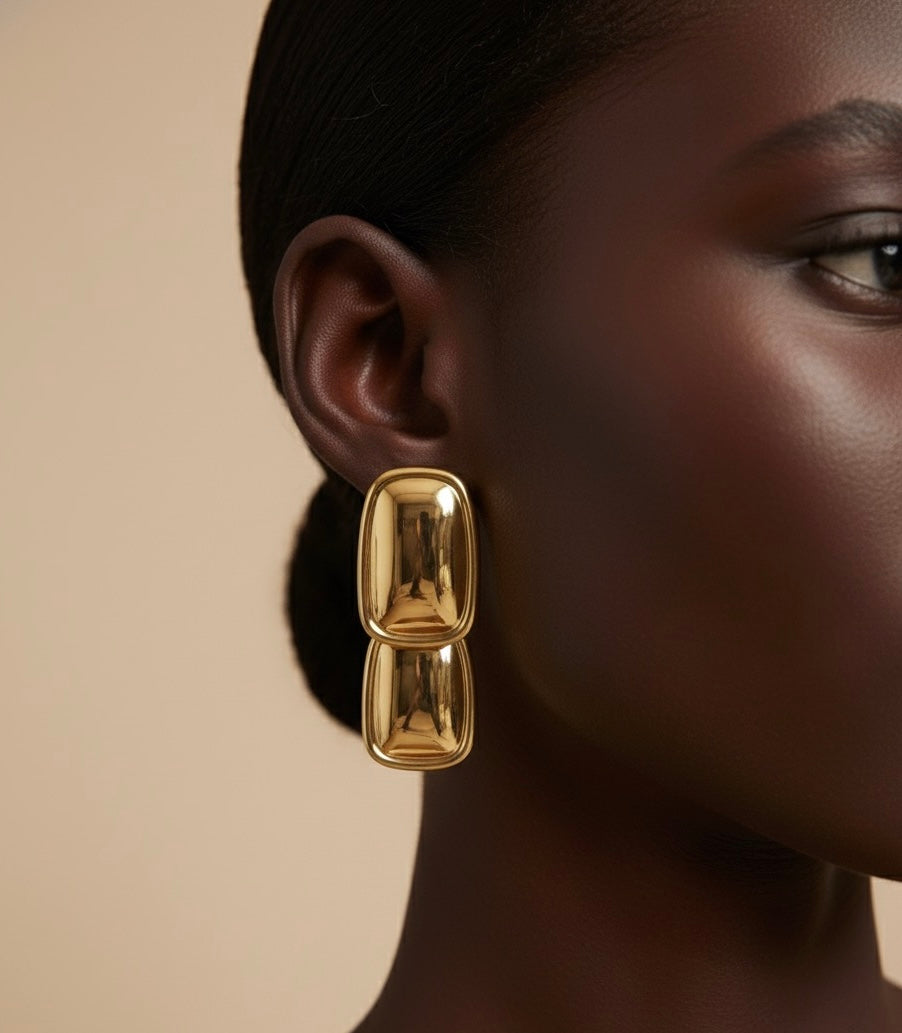 Statement double layer earrings