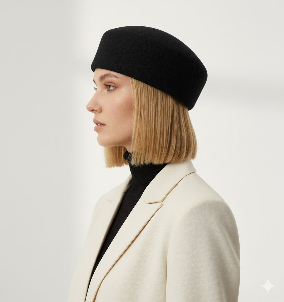 Pillbox Wool Hat