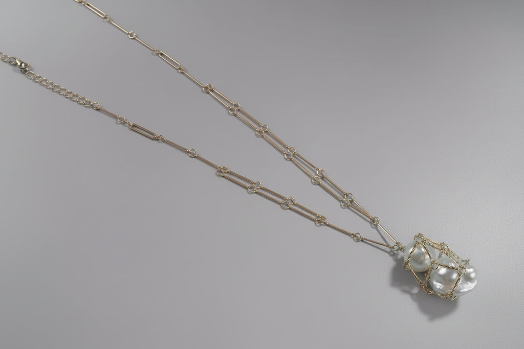 Caged Pearl Necklace